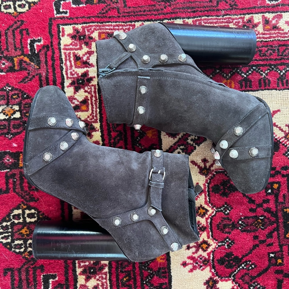 Balenciaga Grey Studded Heeled Boots - Picture 2 of 7